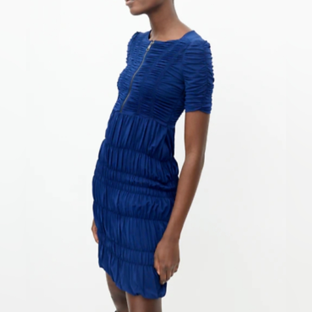 Burberry Silk Blue Ruched Dress